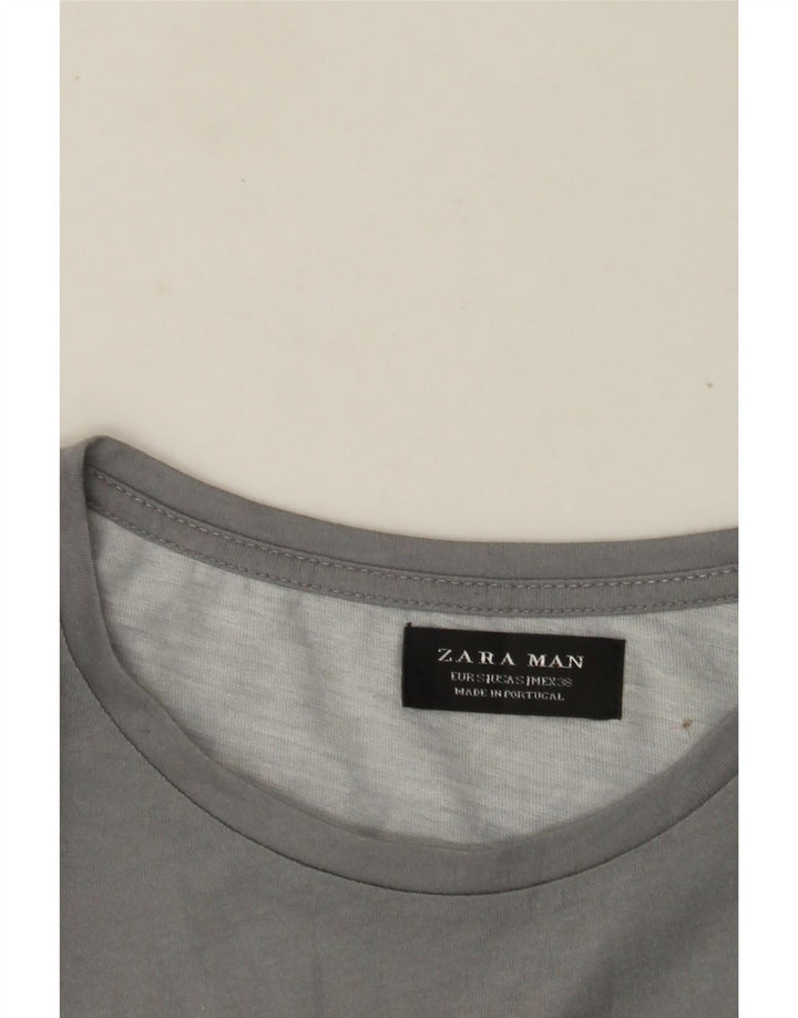 Zara Camiseta masculina gráfica Top pequeno bloco cinza colorido