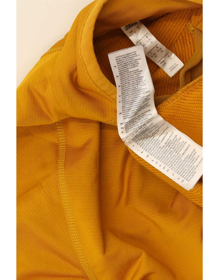 Top feminino Adidas manga comprida UK 8/10 pequeno poliéster amarelo