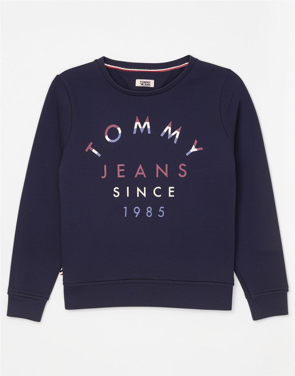 Tommy Hilfiger moletom gráfico feminino jumper Reino Unido 10 pequeno azul marinho