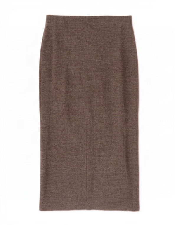 Zara Saia midi feminina de cintura alta pequena W26 algodão marrom