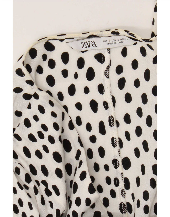 Vestido feminino Zara A-Line UK 10 pequeno branco manchado