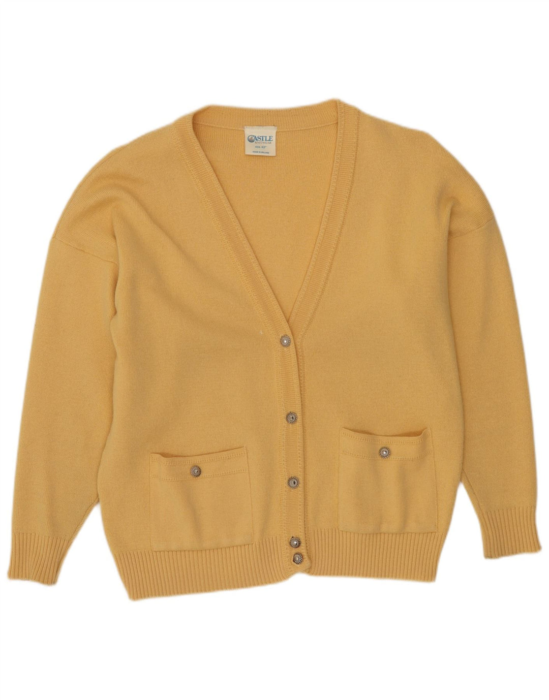 Suéter cardigã feminino CASTLE EU 42 grande acrílico amarelo