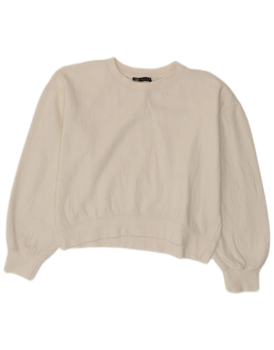 Zara Womens Crop Sweatshirt Jumper Reino Unido 14 Médio Branco