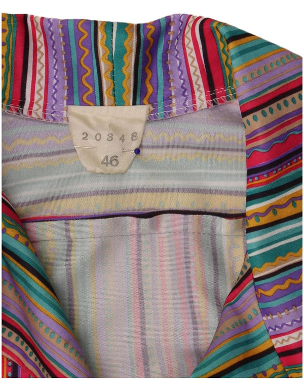 Camisa feminina vintage de manga curta IT 46 grande listrada multicolorida