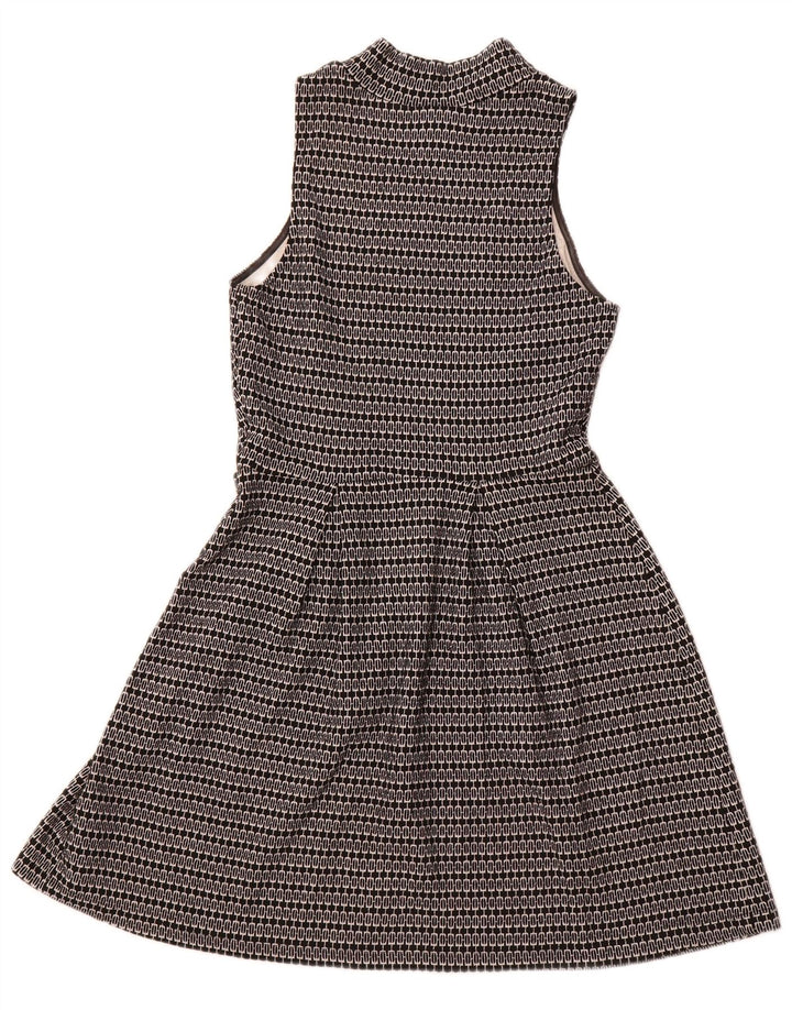 Vestido feminino MOSSIMO sem mangas em linha A UK 6 XS poliéster geométrico preto