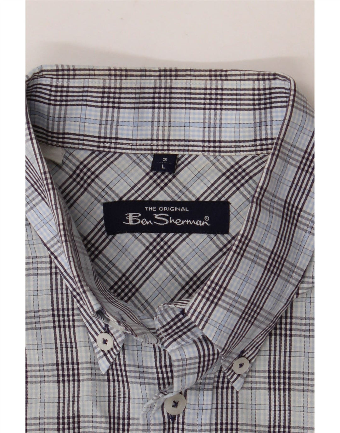 Camisa masculina de manga curta BEN SHERMAN grande xadrez azul