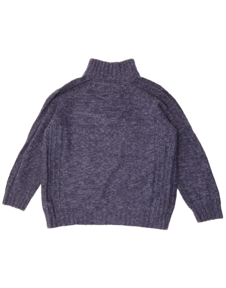 Suéter masculino Marks & Spencer de ajuste regular com zíper e gola grande azul manchado
