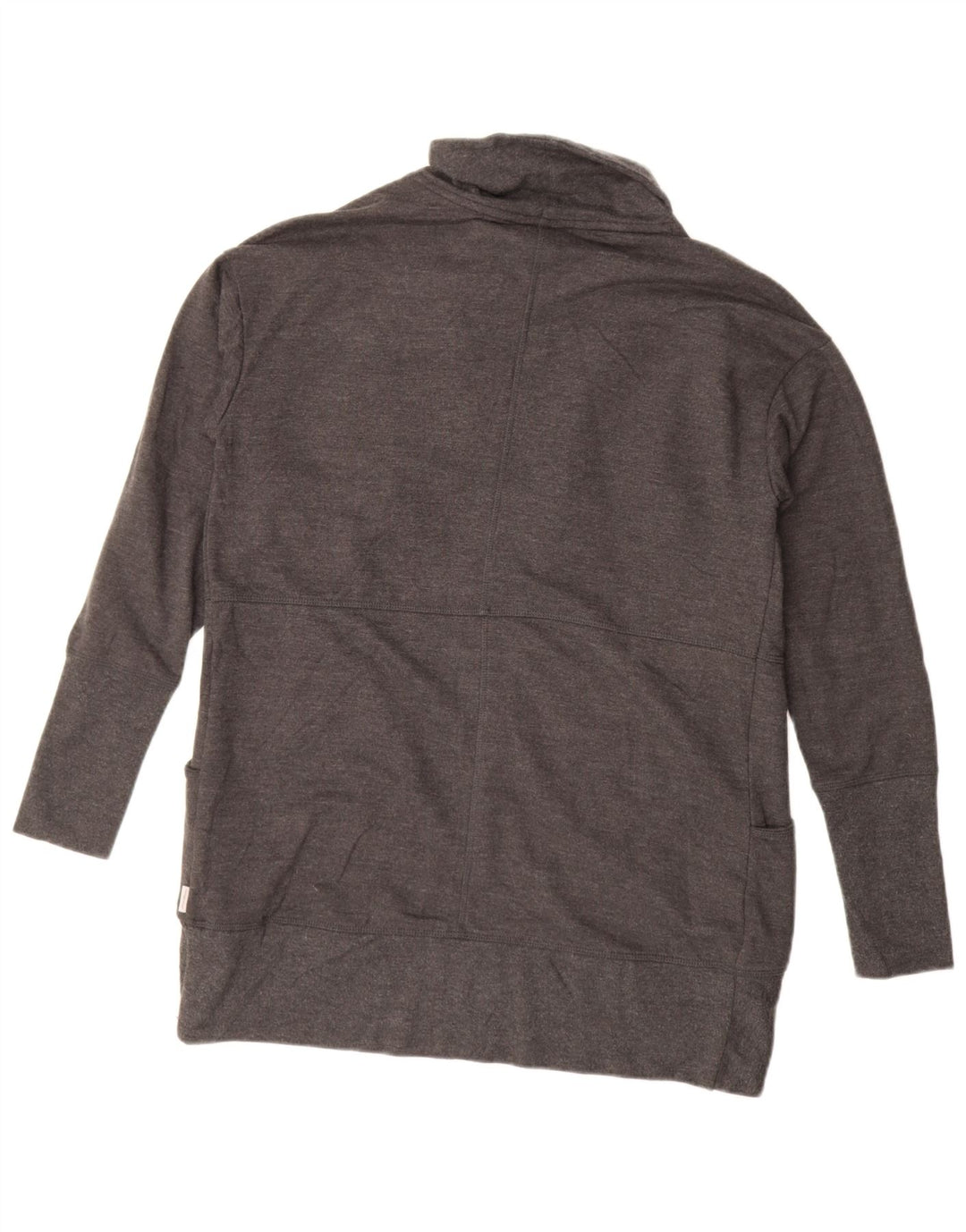Suéter cardigã aberto grande Eddie Bauer feminino Reino Unido 10 algodão cinza pequeno