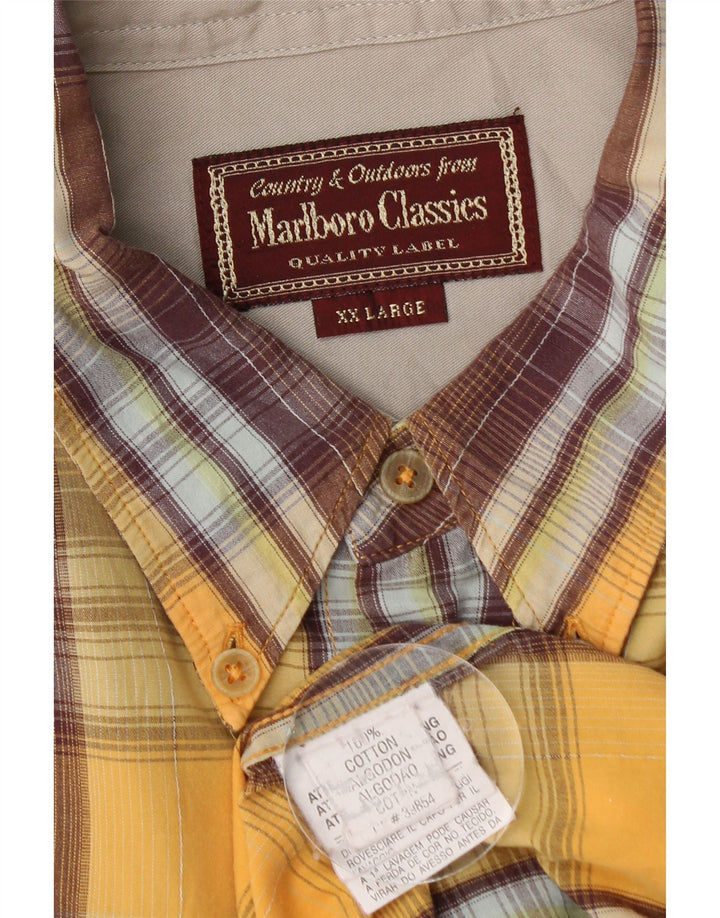 Camisa masculina Marlboro Classics 2XL algodão xadrez amarelo