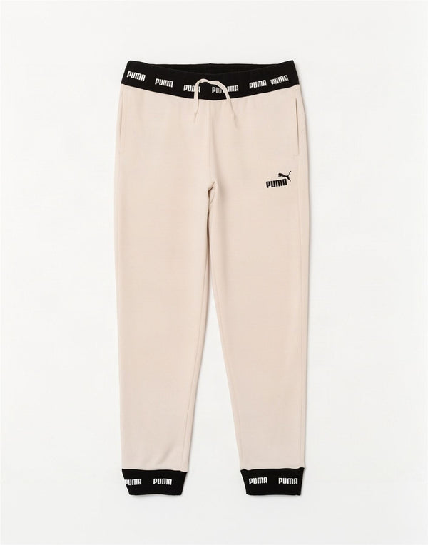 Calça de treino masculina Puma Graphic Joggers XS branco algodão colorblock