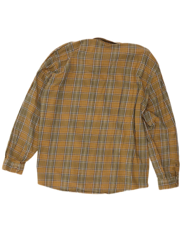 Camisa masculina de flanela de projeto europeu 2XL algodão xadrez amarelo