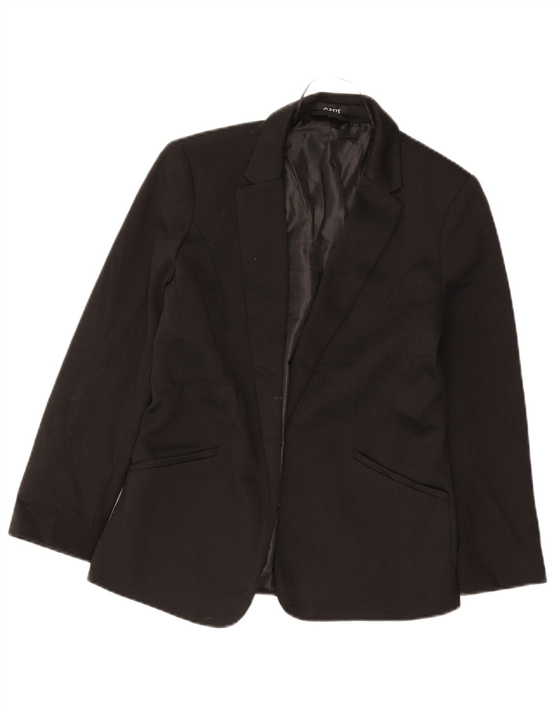 Jaqueta blazer aberta feminina Oasis Reino Unido 8 poliéster preto pequeno