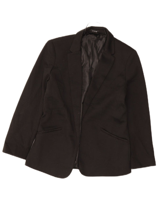 Jaqueta blazer aberta feminina Oasis Reino Unido 8 poliéster preto pequeno