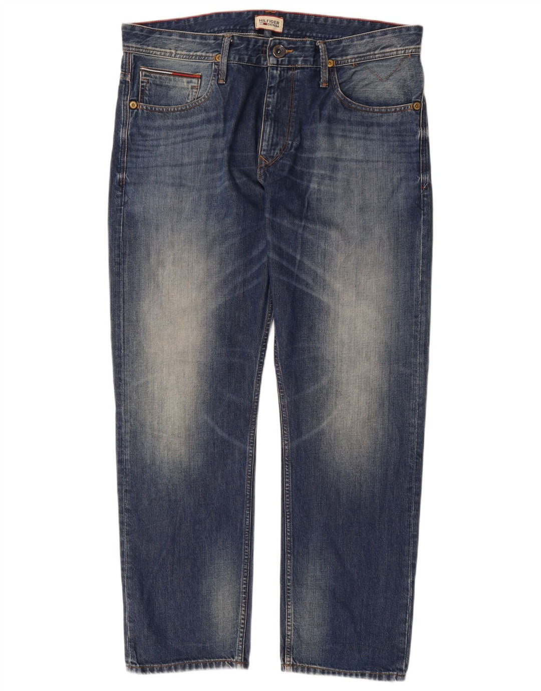 Jeans retos masculinos Tommy Hilfiger W36 L30 algodão azul