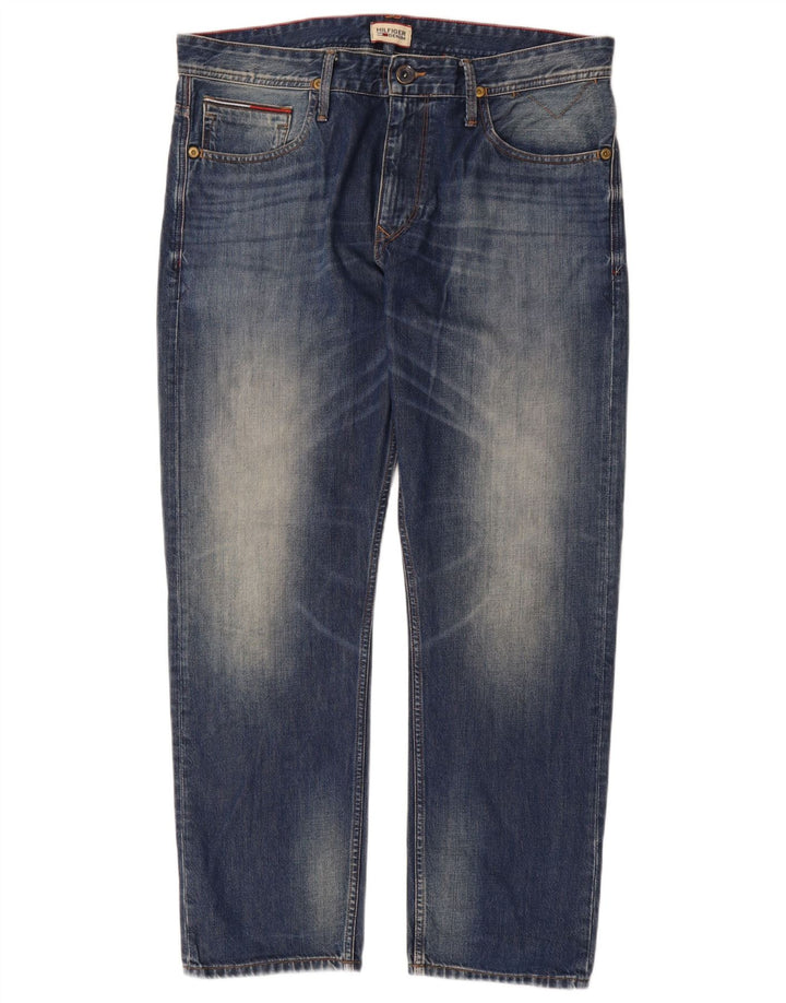 Jeans retos masculinos Tommy Hilfiger W36 L30 algodão azul