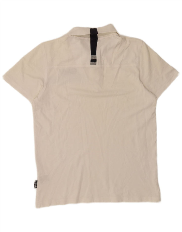 Gianmarco Venturi Camisa polo masculina gráfica média algodão branco