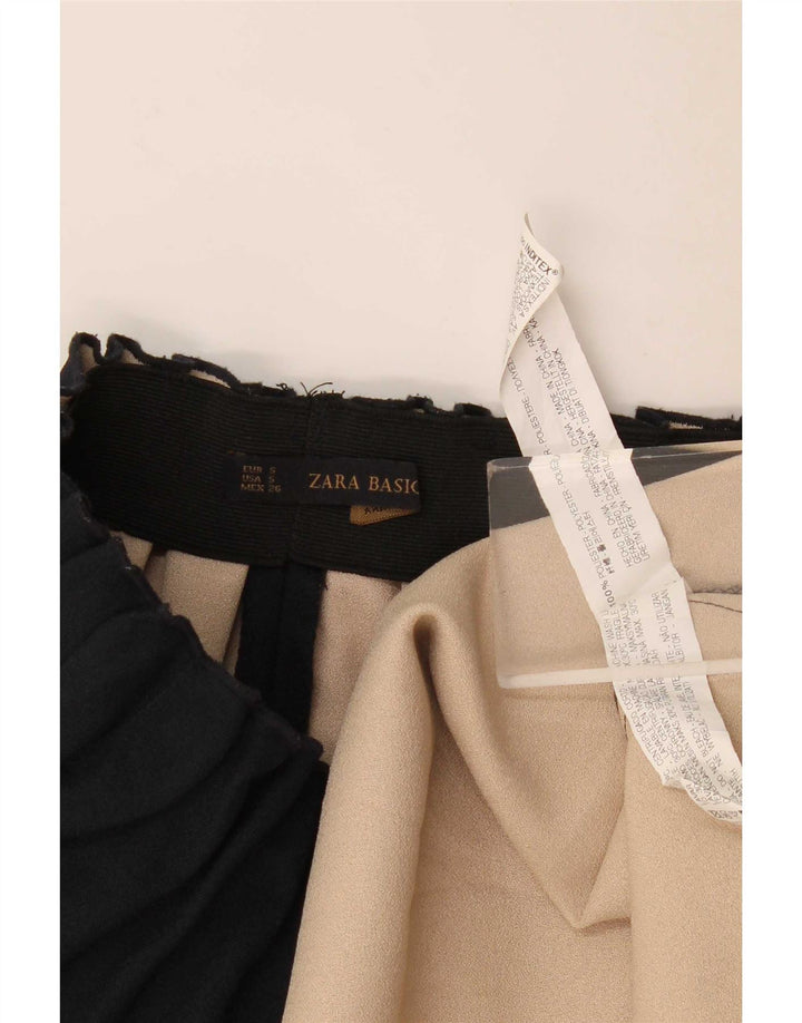 Saia plissada feminina Zara pequena W26 azul marinho poliéster