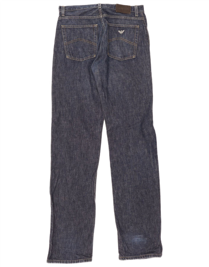 Calça jeans reta masculina Armani W33 L36 azul marinho manchado