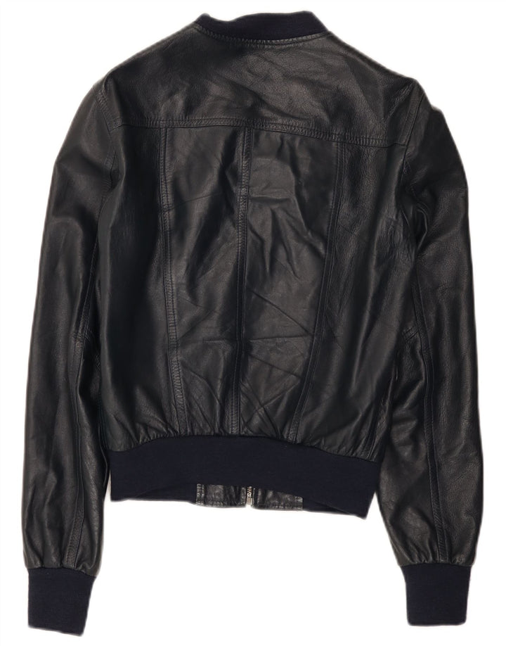 Jaqueta de couro feminina imperial Reino Unido 12 couro azul marinho médio