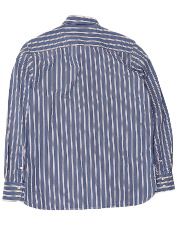 Camisa masculina Tommy Hilfiger de algodão listrado azul médio