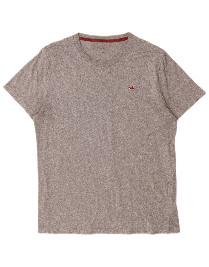 Camiseta masculina HOLLISTER de algodão cinza médio