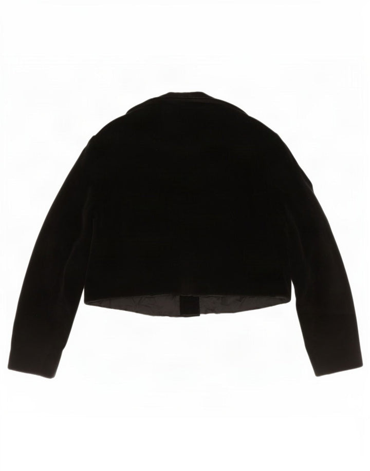 Jaqueta Bolero de Veludo Feminina Vintage Reino Unido 14 Médio Preto
