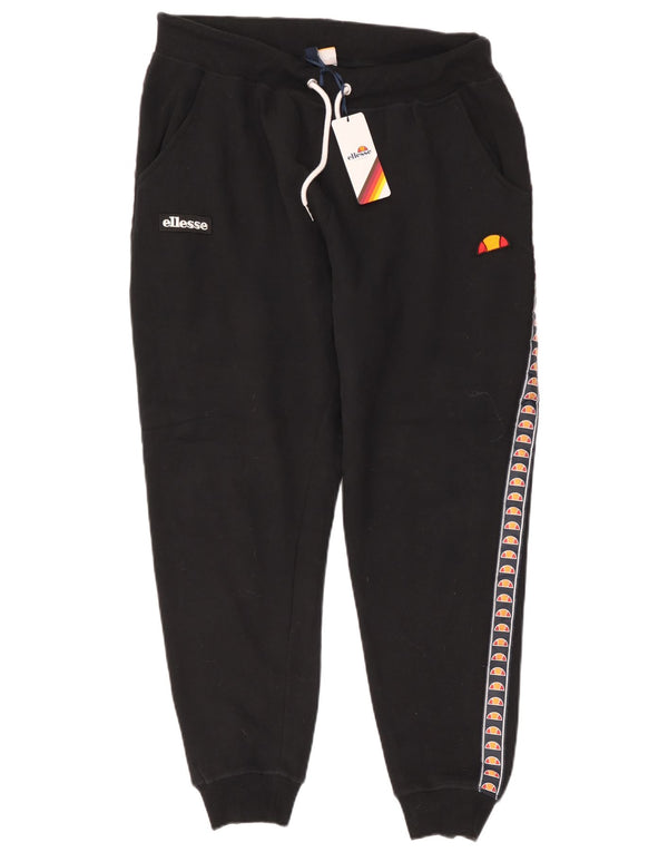Calça esportiva masculina Ellesse com estampa gráfica grande de algodão preto