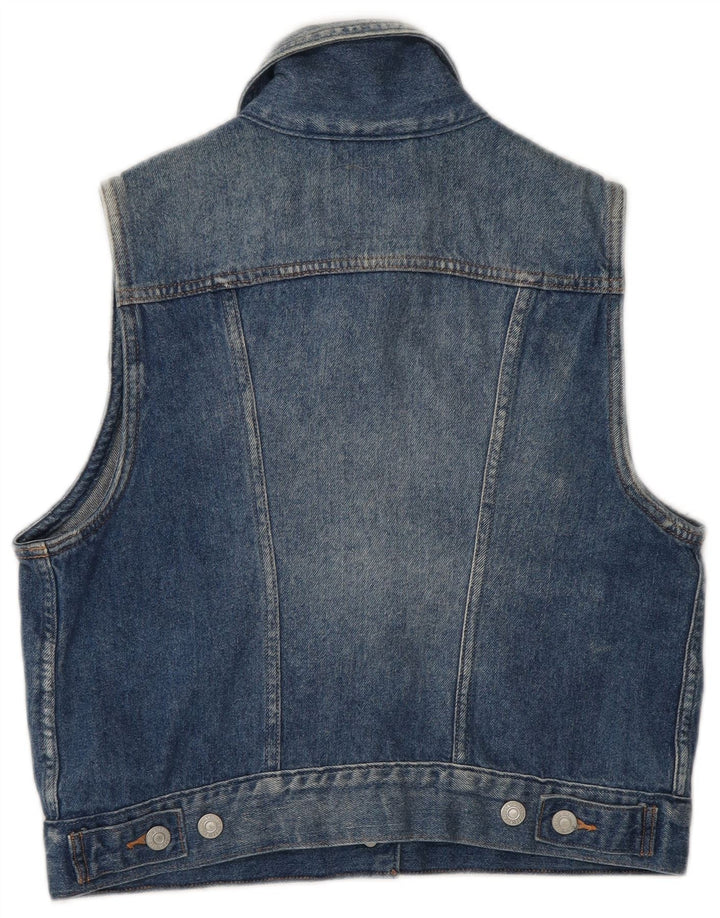 Colete feminino Levi's Crop Denim UK 12 algodão azul médio