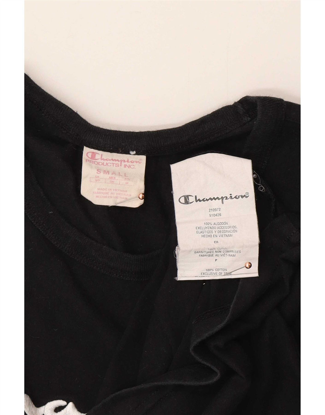Camiseta masculina gráfica Champion pequena de algodão preto