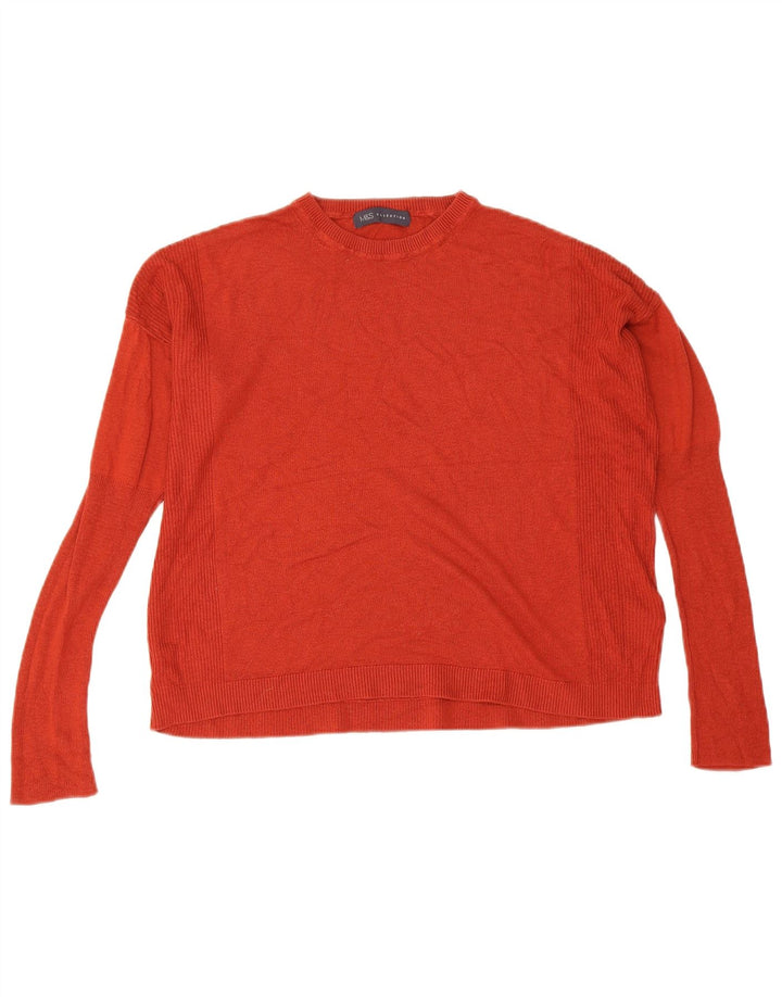 Suéter feminino Marks & Spencer com gola redonda e gola redonda Reino Unido 12 médio vermelho