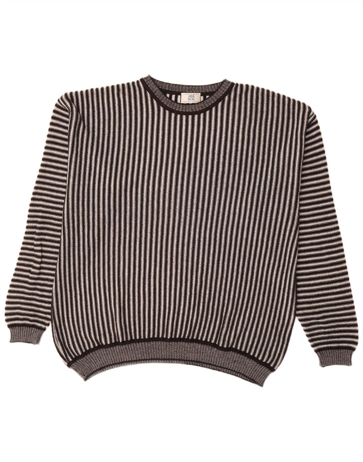 Alba Moda Suéter masculino com gola canoa XL listrado marrom