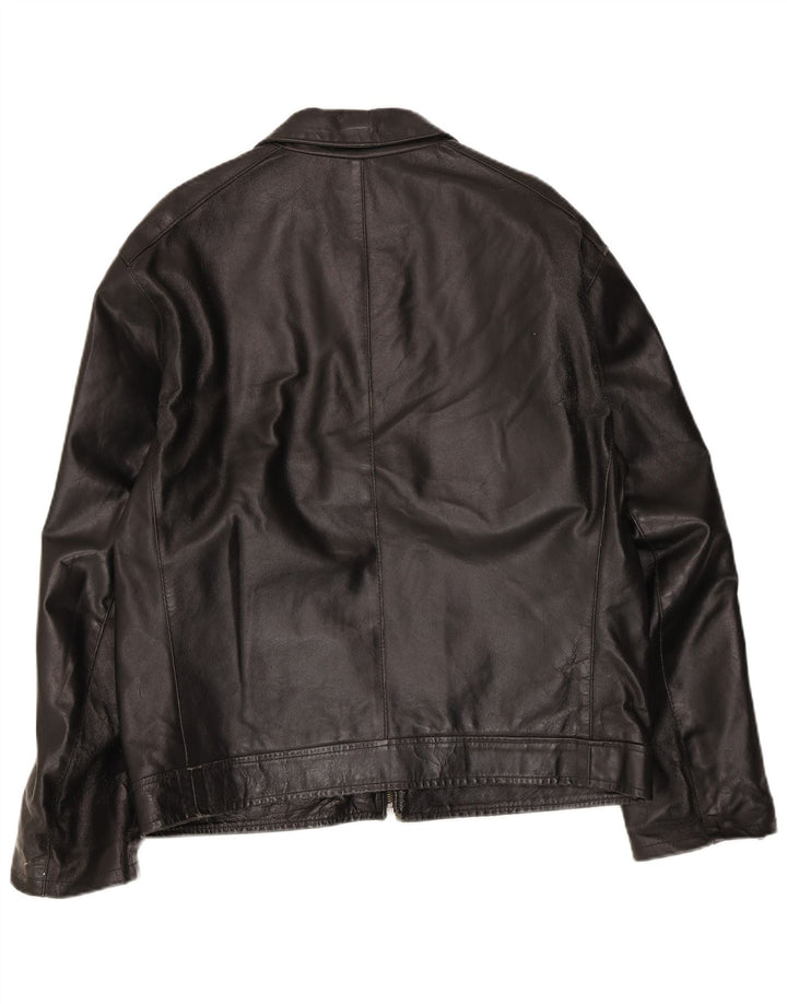 Jaqueta de couro bomber masculina vintage Reino Unido 42 2XL couro preto