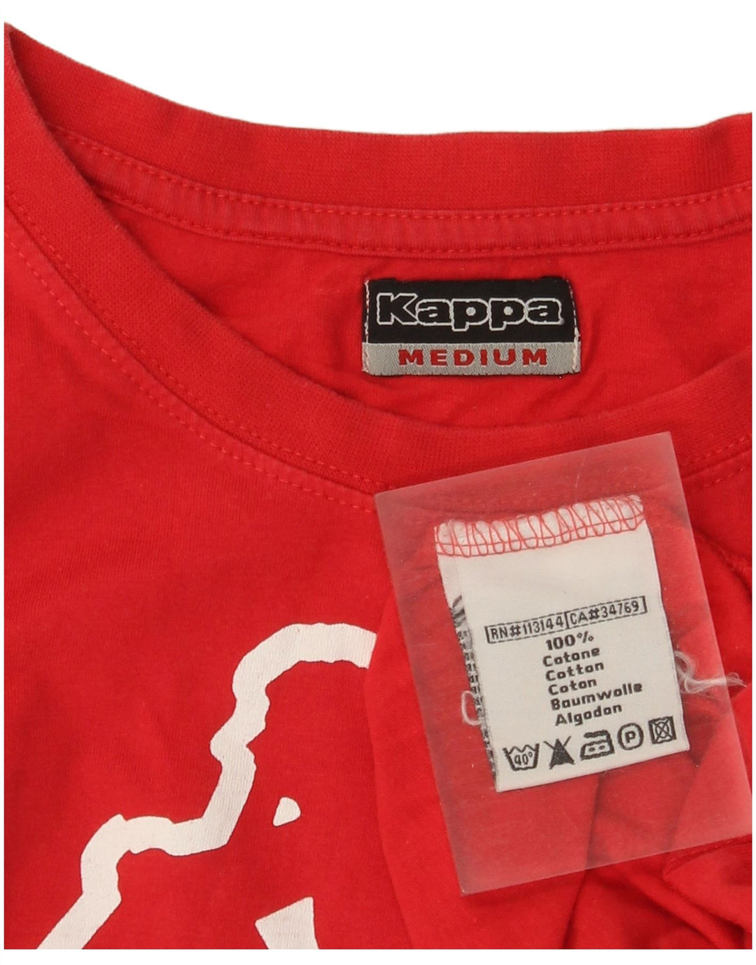 Camiseta gráfica masculina Kappa Top médio algodão vermelho