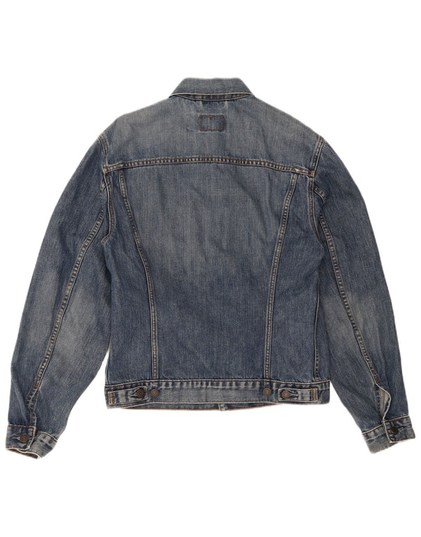 Jaqueta jeans feminina Levi's UK 14 grande algodão azul