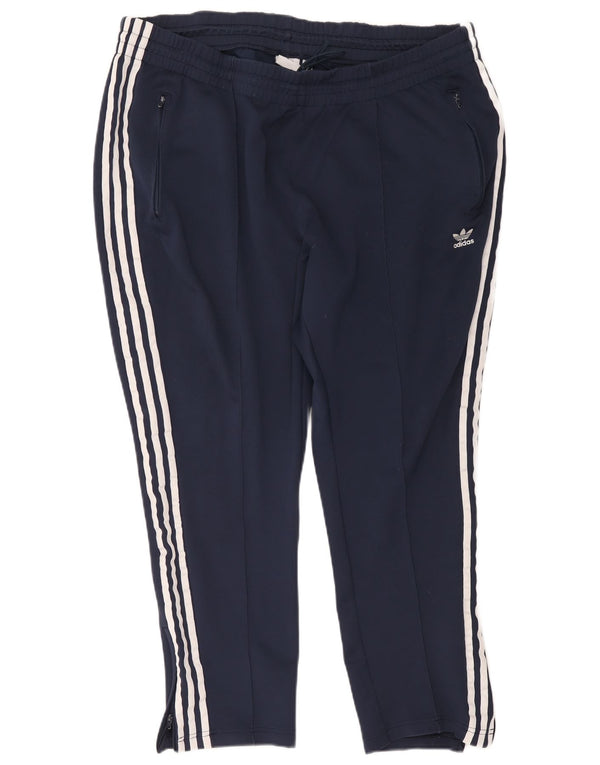 Calça de treino feminina Adidas UK 28/30 3XL algodão azul marinho