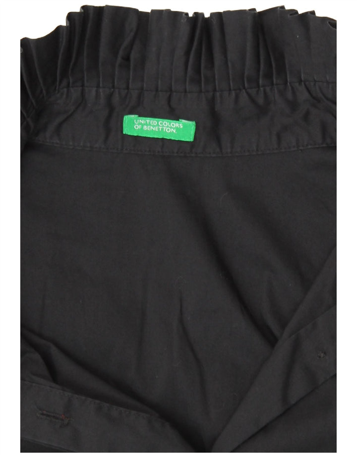 Blusa feminina de manga comprida Benetton Reino Unido 14 médio preto