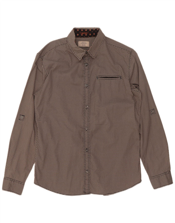 Camisa masculina Jack & Jones grande algodão geométrico cinza
