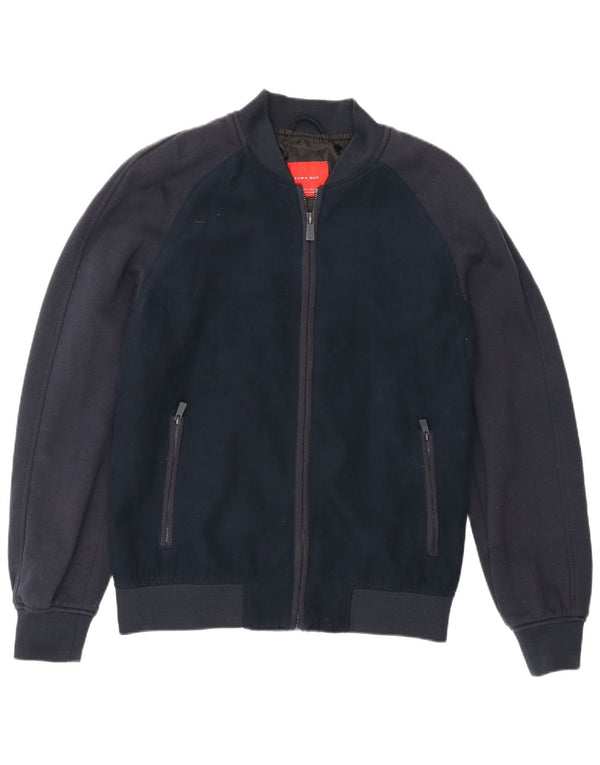 Jaqueta bomber masculina Zara UK 40 grande azul marinho