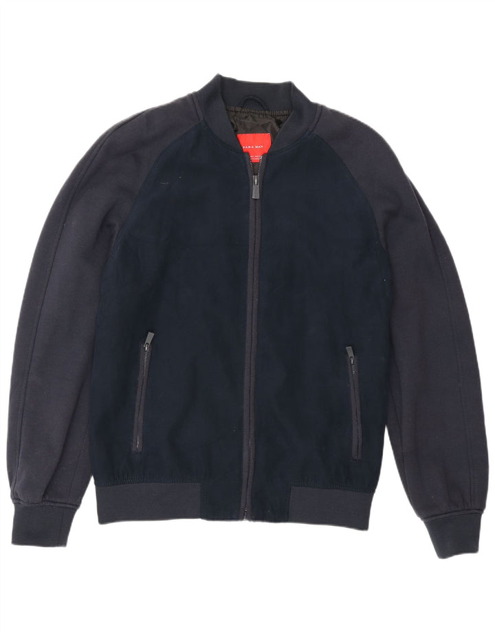 Jaqueta bomber masculina Zara UK 40 grande azul marinho