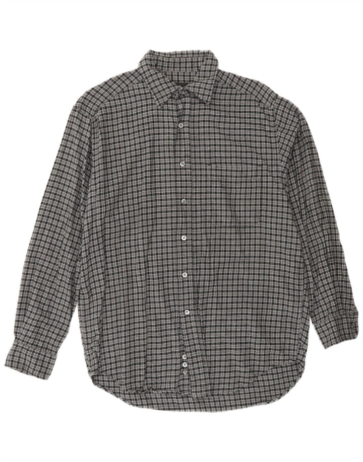 EDDIE BAUER Camisa masculina de flanela pequena cinza xadrez algodão