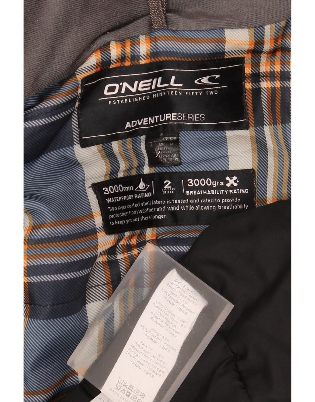 Jaqueta corta-vento masculina O'Neill com capuz Reino Unido 36 poliéster cinza pequeno