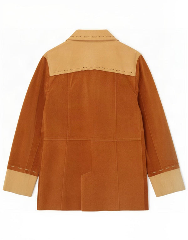 J.J.Scott Jaqueta de couro feminina IT 48 XL Brown Colourblock
