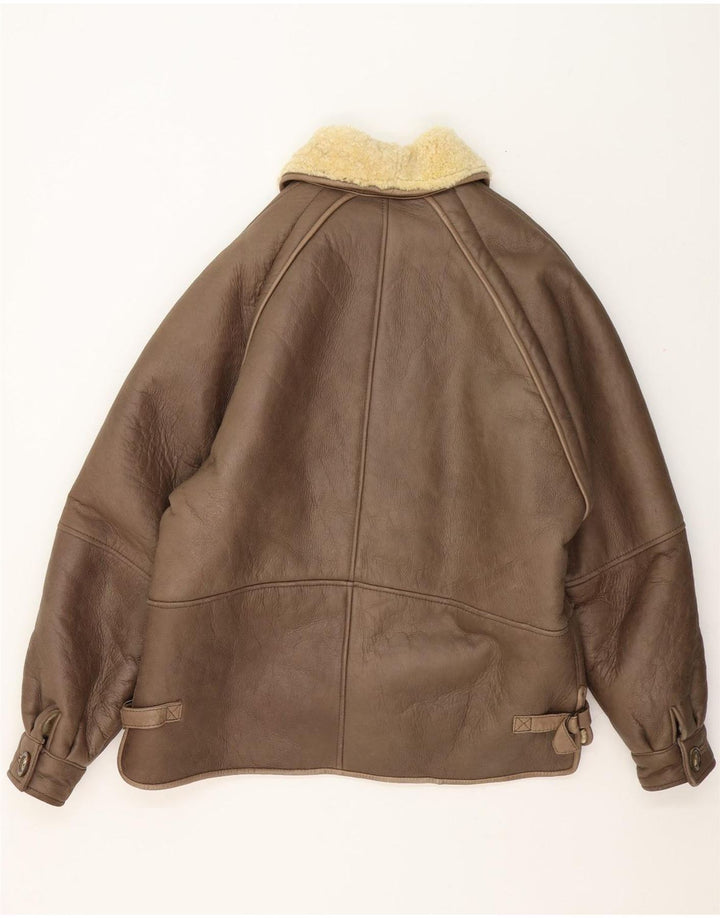 Jaqueta masculina vintage shearling IT 50 grande couro cinza
