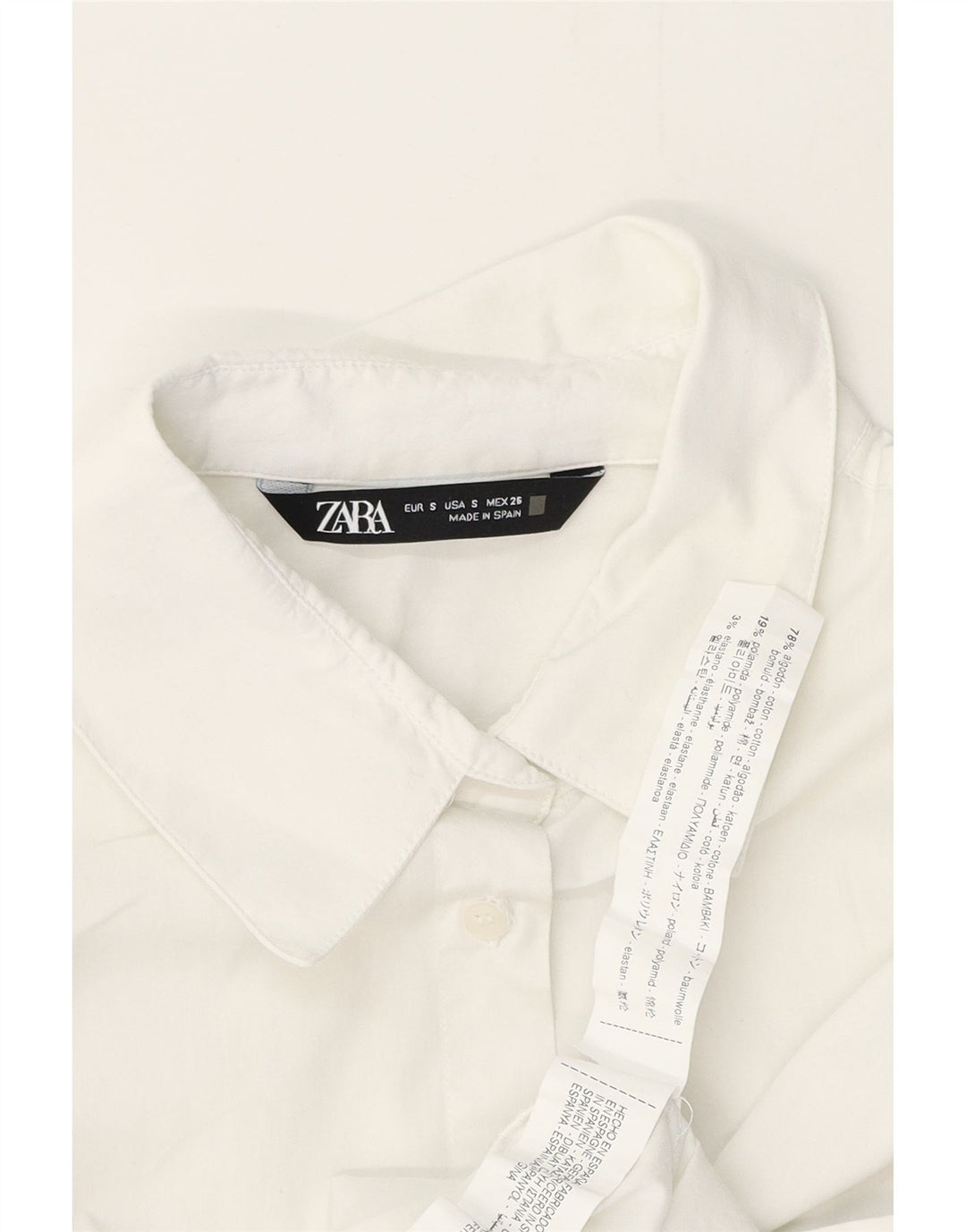 Camisa formal feminina ZARA Reino Unido 10 pequeno algodão branco