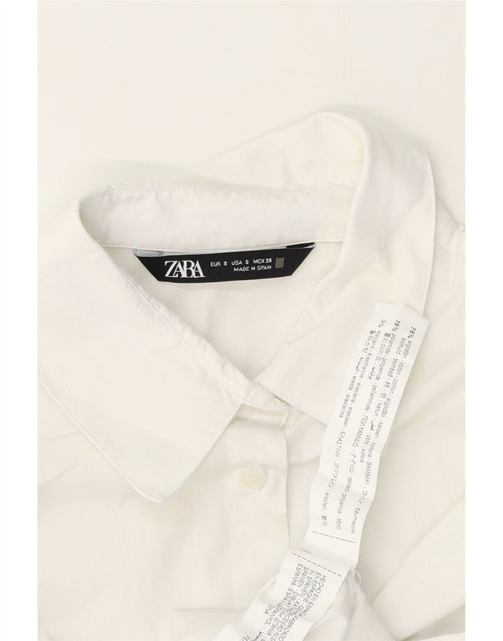 Camisa formal feminina ZARA Reino Unido 10 pequeno algodão branco