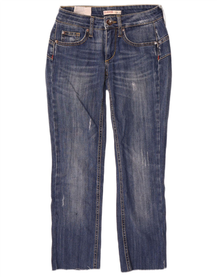 Liu Jo Jeans feminino cortado desgastado W24 L24 azul