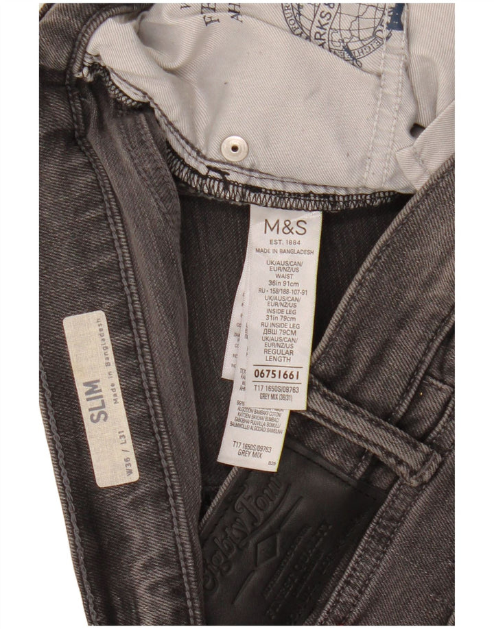 Marks & Spencer Mens Slim Jeans W36 L31 Algodão Cinza