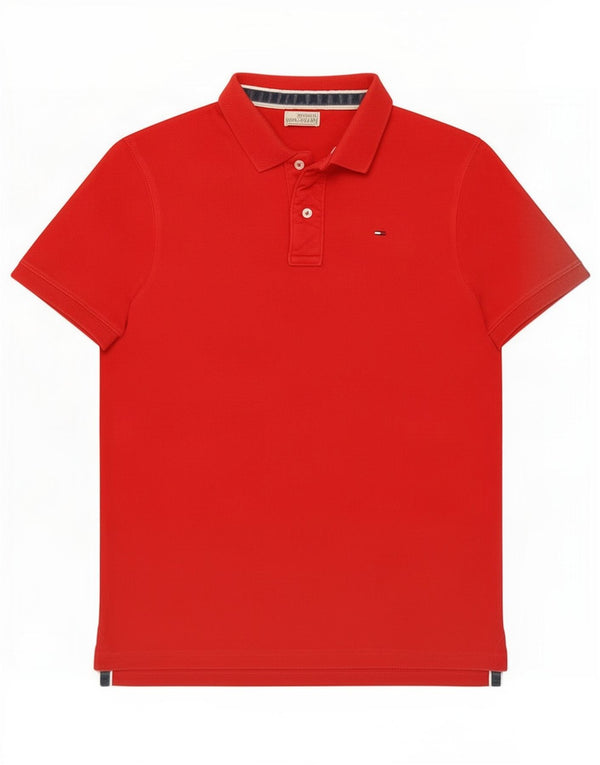 Tommy Hilfiger Mens Polo Shirt Large Red Cotton