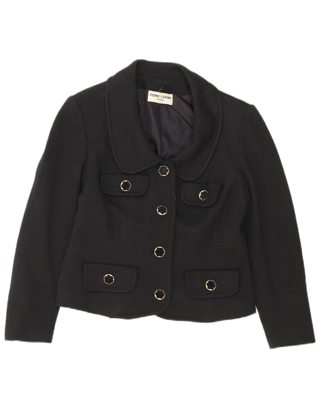 Jaqueta blazer feminina Pierre Cardin com 4 botões IT 46 grande lã preta