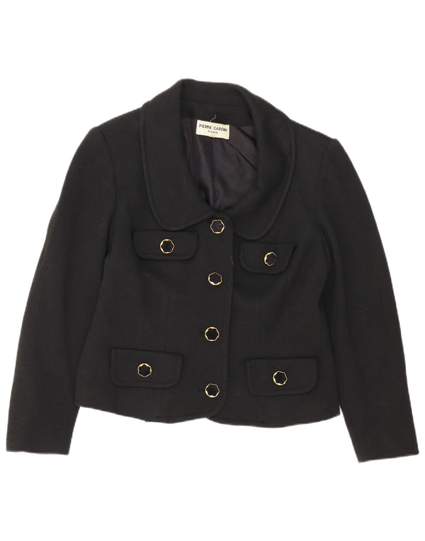 Jaqueta blazer feminina Pierre Cardin com 4 botões IT 46 grande lã preta